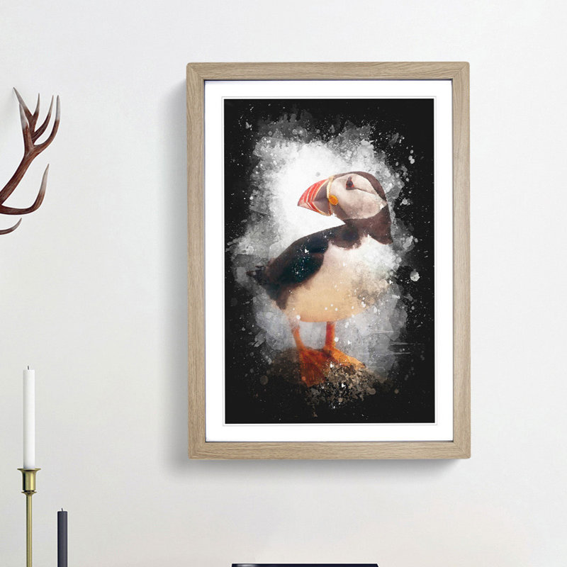 'An Atlantic Puffin' - Picture Frame Graphic Art Print, Oak Framed, 63cm H x 45cm W x 2cm D