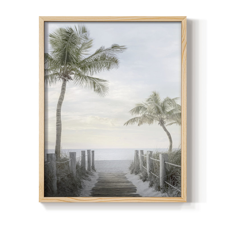 Palm Walk, reproduction encadrée - bois massif, Naturel, H 15 po x l 12 po