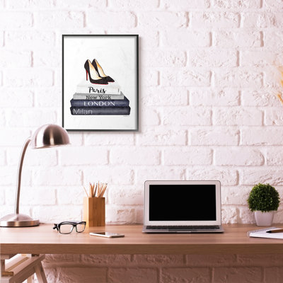 «Fashion Designer Shoes Bookstack Blue», impression