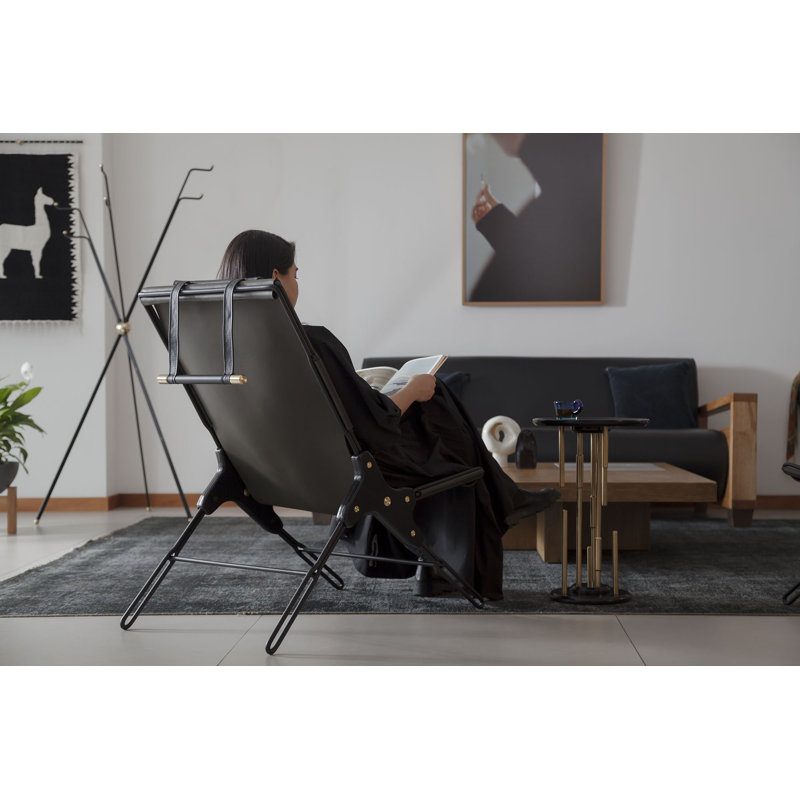 Perfidia Leather Lounge Chair, Brown Red Genuine Leather