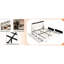 Structure de lit grand format en métal blanc avec tête de lit ergonomique, prises de recharge et aucun sommier pour cadre de chambre à coucher confortable, métal, similicuir, tablette de rangement-121076995-121076993