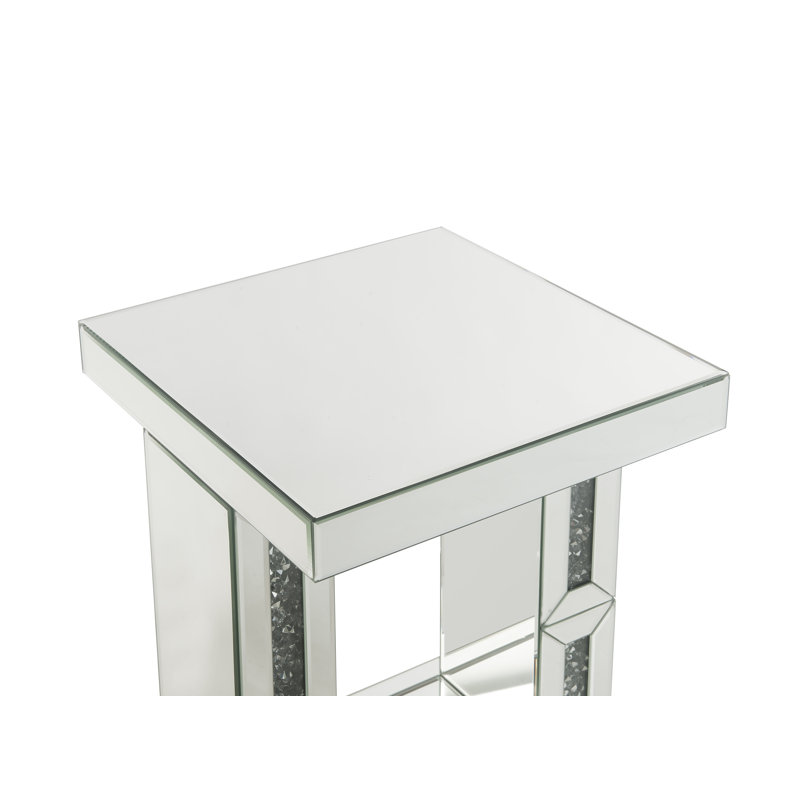 Table d'appoint Noralie Glam avec base piédestal en miroir et faux diamants