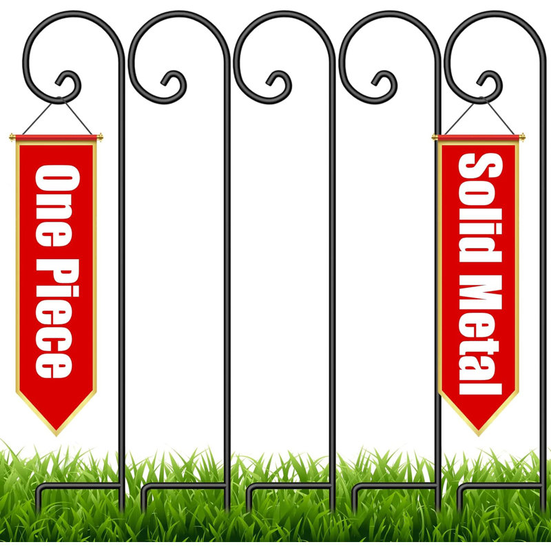 Shepherd Hook 48 Inch 5 Pack One Piece Structure No Assembly Required 2/5 Inch Heavy Duty