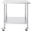 Table de travail argentée en acier inoxydable avec 4 plateaux pivotants et 3 niveaux réglables en hauteur pour la pause-bureau, le pétrissage, le pétrissage et le rangement-589433031