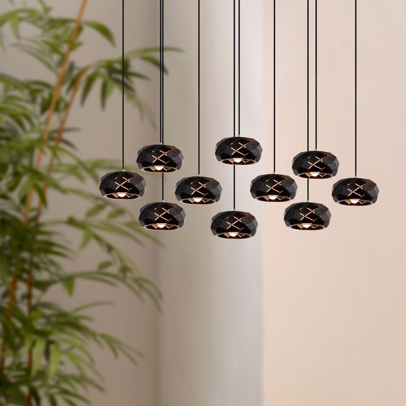 Luminaire suspendu en grappe 10 lumières Bixby, Noir