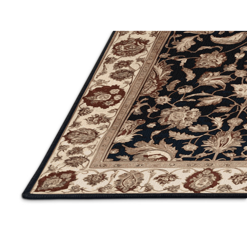 Tapis brun turc lavable à la machine, Rond 6 pi