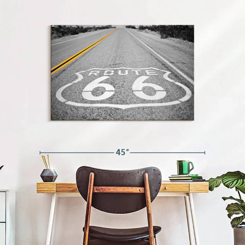 «Route 66 Open Road», reproduction sur toile tendue, H 26 po x l 39 po x P 1,25 po