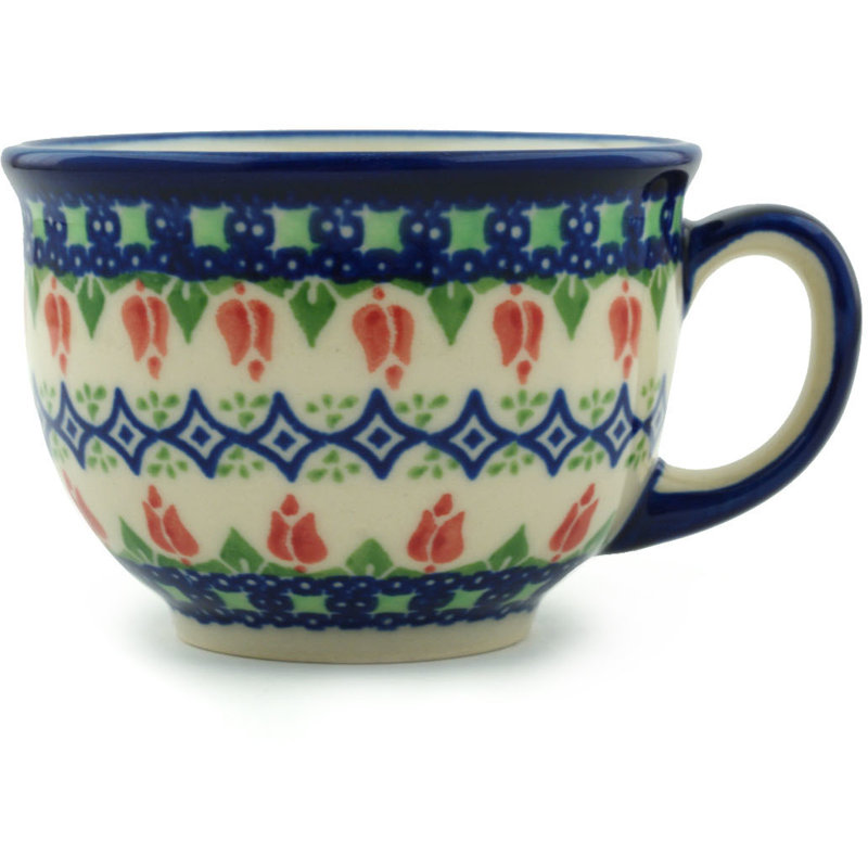 Grande tasse à café à tulipes et diamants