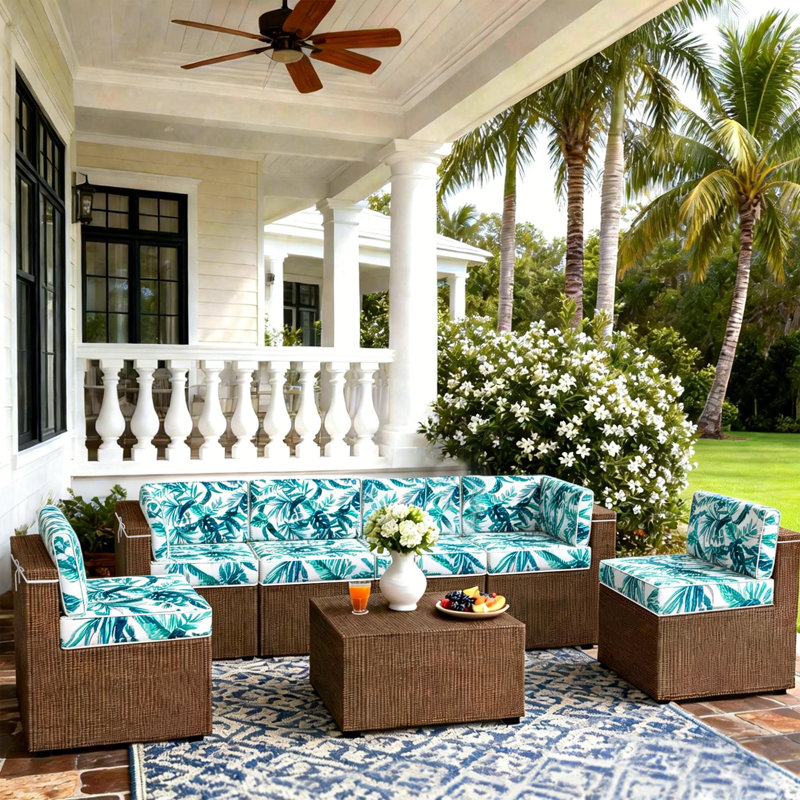 14-Piece Outdoor Cushions For Patio Furniture, Fade Resistant Outdoor Replacement Cushions For Rattaner,Wicker Furniture,Sectional, 6 Cushions And 8 Back Pillows,D20404