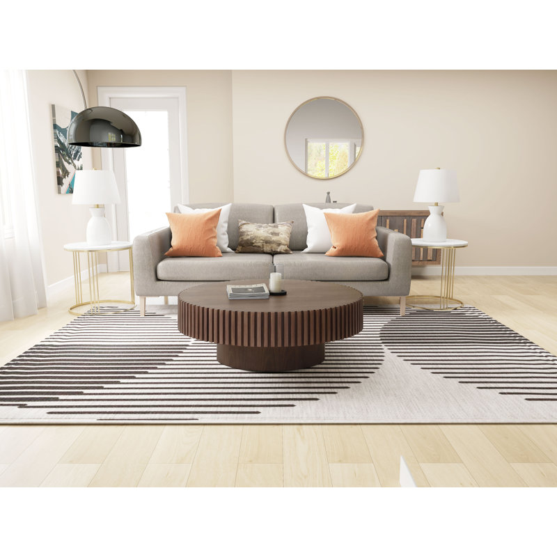 Table basse à piédestal Ansel, Noyer, H 13,77 po x L 35,43 po x l 35,43 po