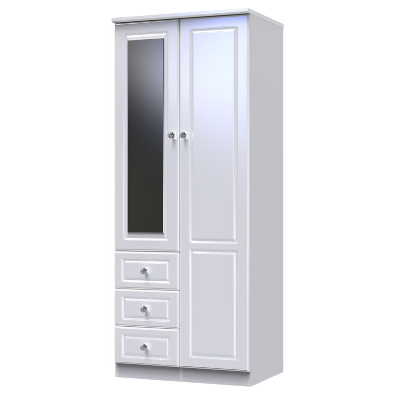 Conover Manufactured Wood Wardrobe, White Gloss/White