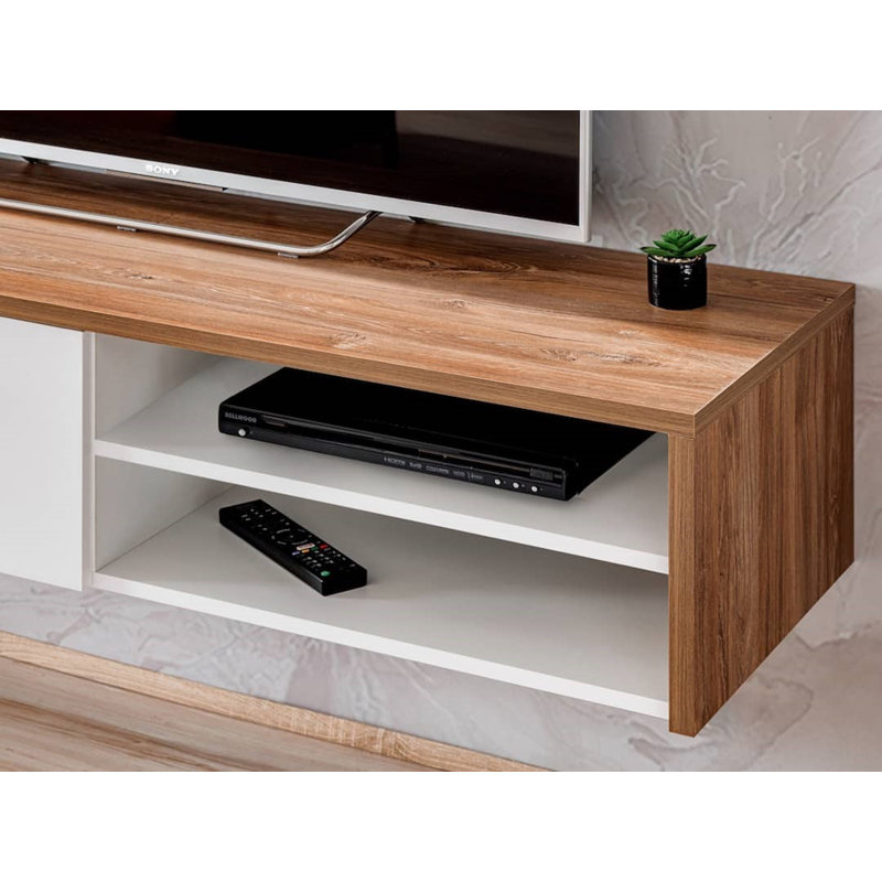 Eliasib TV Stand for TVs up to 75", Matte White /Oak Sterling