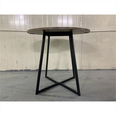Round Dining Table for 4 People, 31.5 Inch Compact Kitchen Table with Rich Brown MDF Top and Black Steel Legs