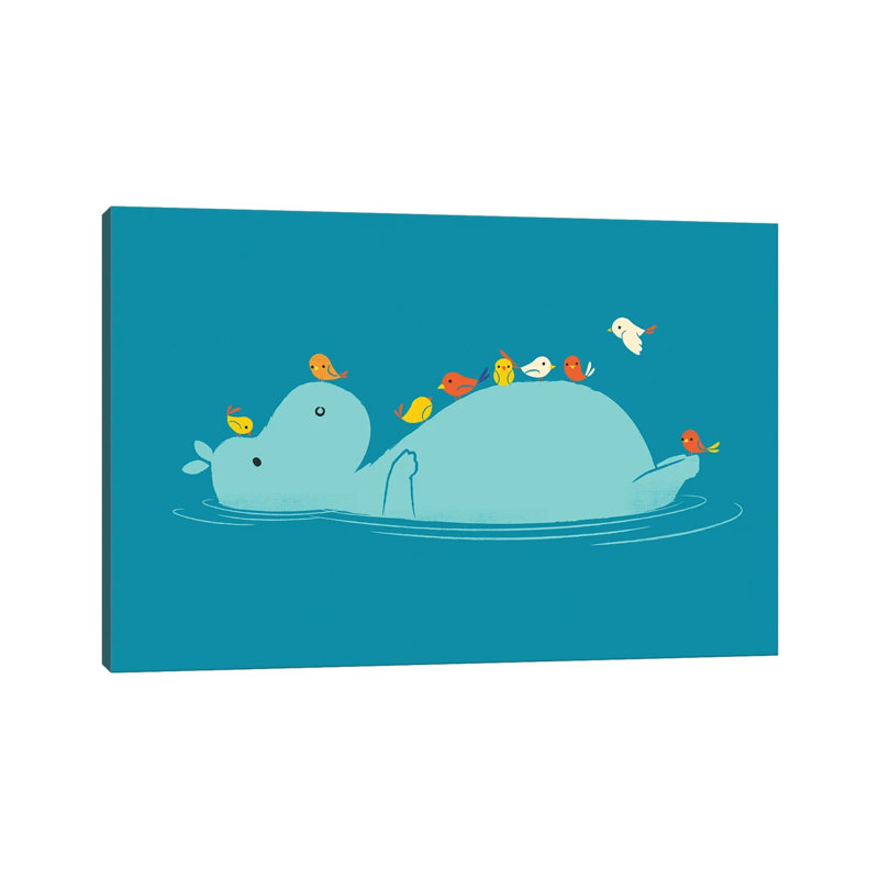 Floating Hippo by Jay Fleck - Wrapped Canvas Print, 20.32 cm H x 30.48 cm W