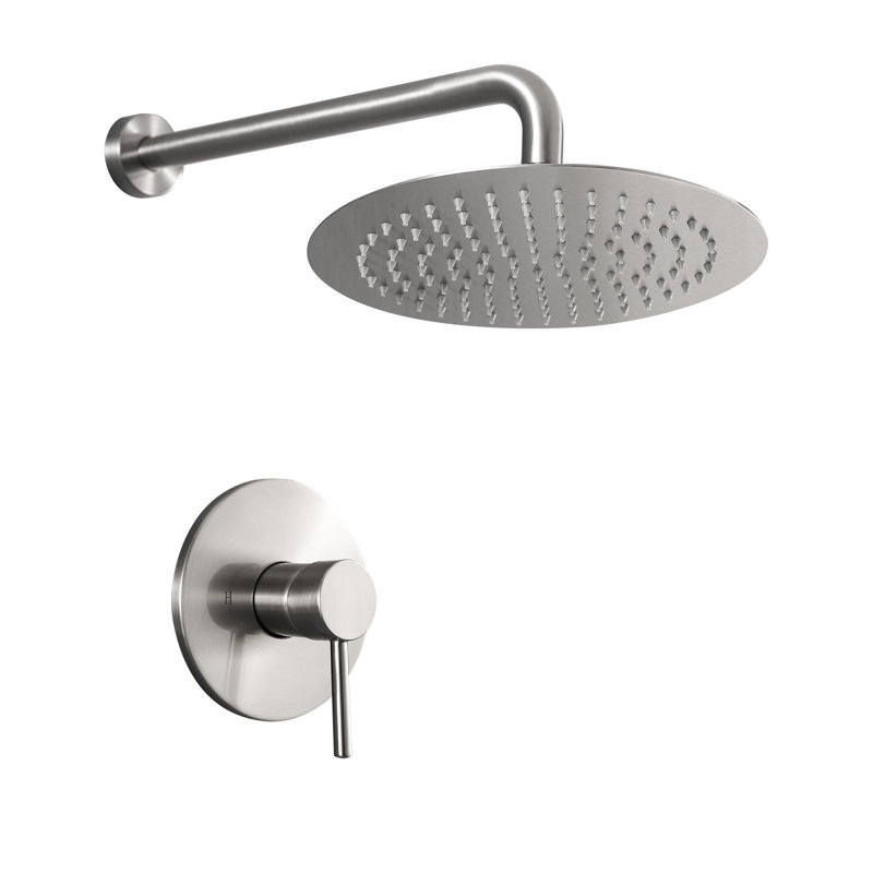 Système de douche mural 10 pouces avec corps de valve en laiton, Nickel brossé