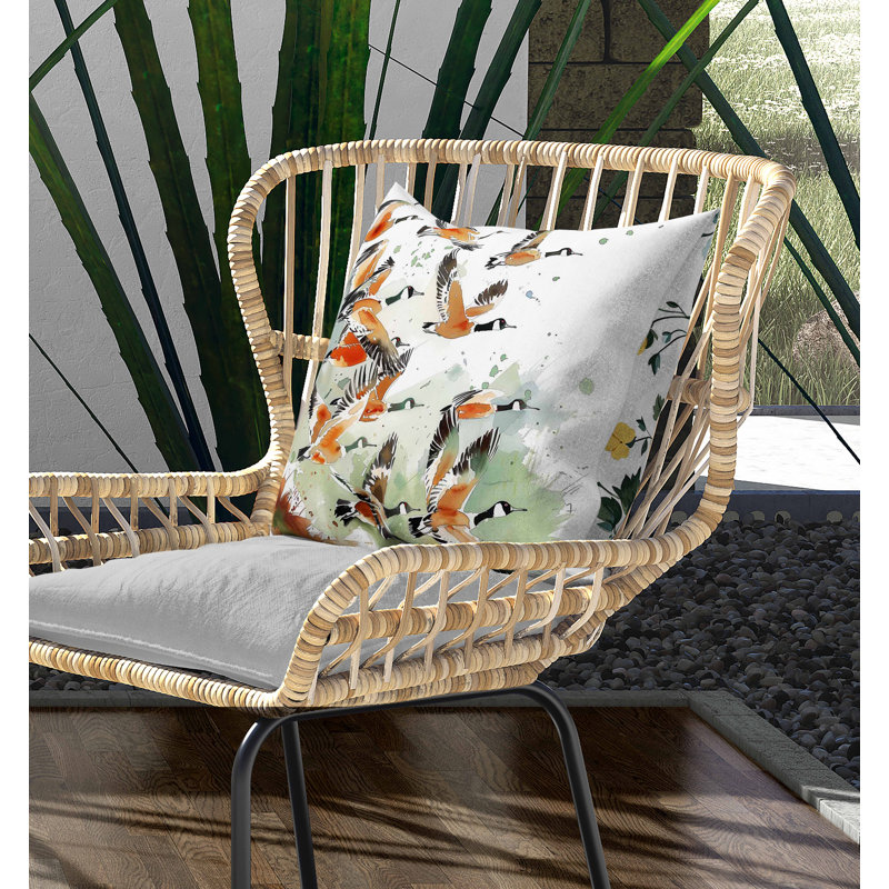 Coussin intérieur / extérieur Oies en vol, Carré 16 po, Vert