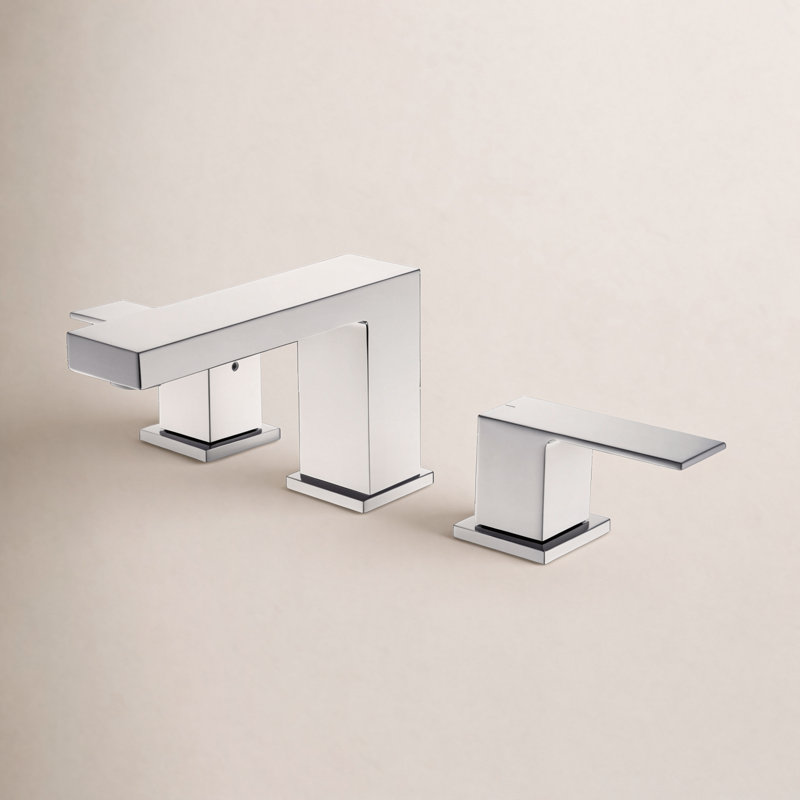 Cube 2-handle Bathroom Faucet with Drain Assembly, Silver