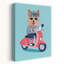 Stylish Yorkie Scooter Ride Playful Whimsical Contemporary Dog Summer Wall Art Print by Mathieu - Wrapped Canvas Print-561641233