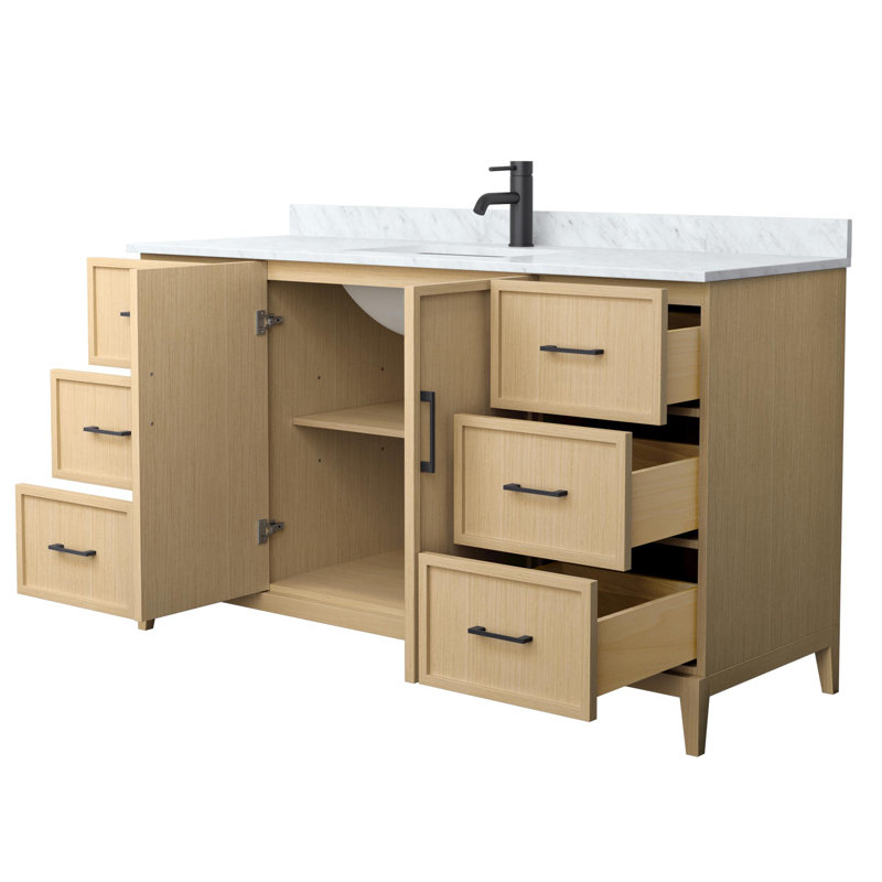 Elan 60'' Tan Oak Single Bathroom Vanity with Marble Top