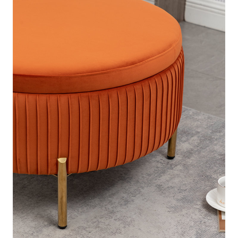 Repose-pieds rembourré Mariantonietta, Velours orange