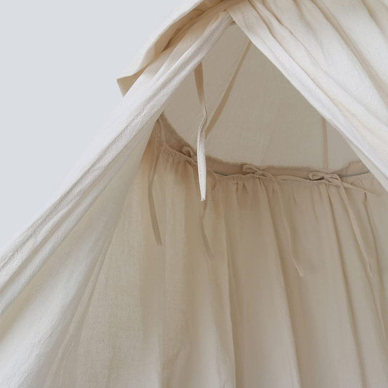 Lit à baldaquin avec volants en coton pour suspendre un filet de rideau de tente pour lire un coin-lit Hideaway Bedding Decor (beige)