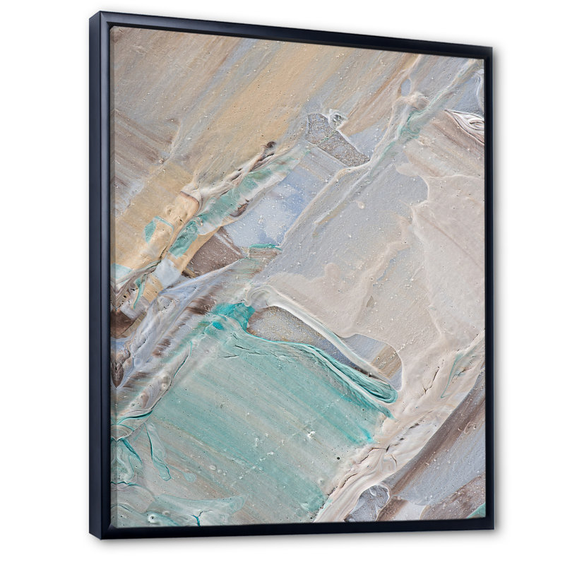Artistic Beige Light Blue Strokes - Art sur toile moderne et contemporain, H 20 po x l 12 po x P 1 po
