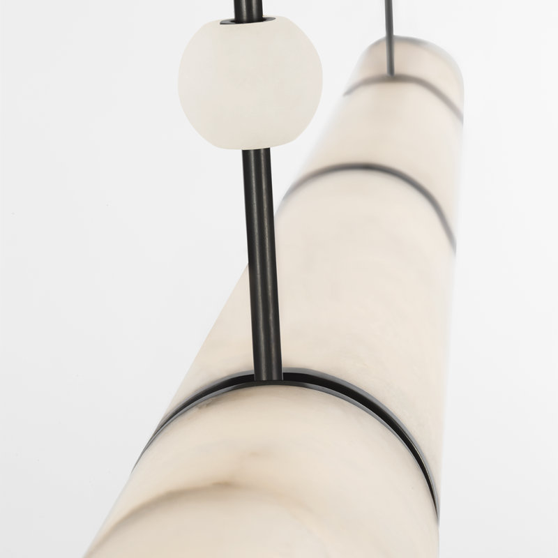 Anne-Marie Barton Marcell 56" Linear Chandelier with Alabaster, Bronze