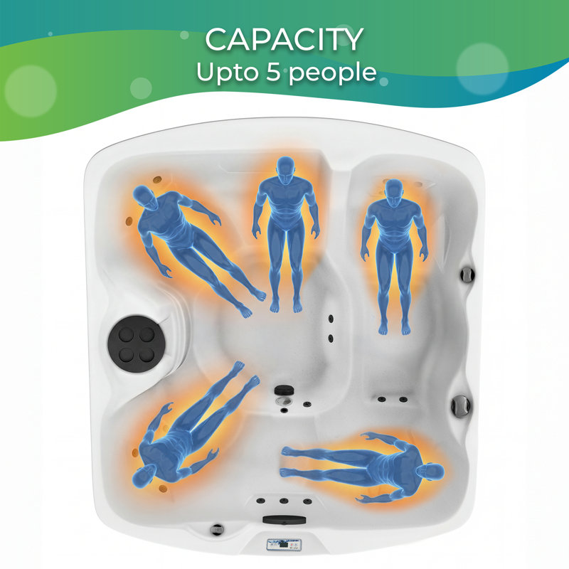 Lifesmart LS500 Plus 110 Volt 5-Person 23-Jet Rectangle Plug and Play Hot Tub, Coastal Gray