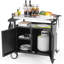 OuterMust Outdoor Grill Station with Gas Hose Opening & Storage Cabinet