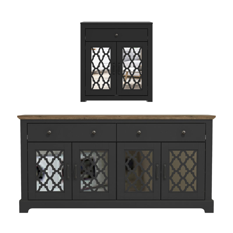 Chessani Transitional 2 Piece Sideboards Set, Black