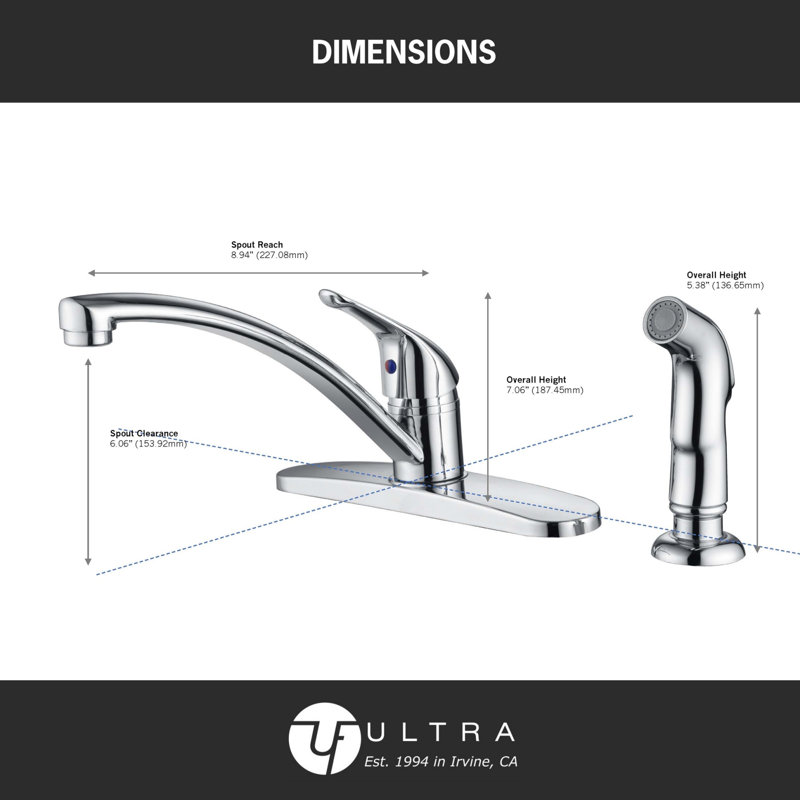 Nita Classic 2-4 Hole Installation Single-Handle Kitchen Faucet with Pull-Out Side Spray & Matching Deckplate - Brushed Nickel