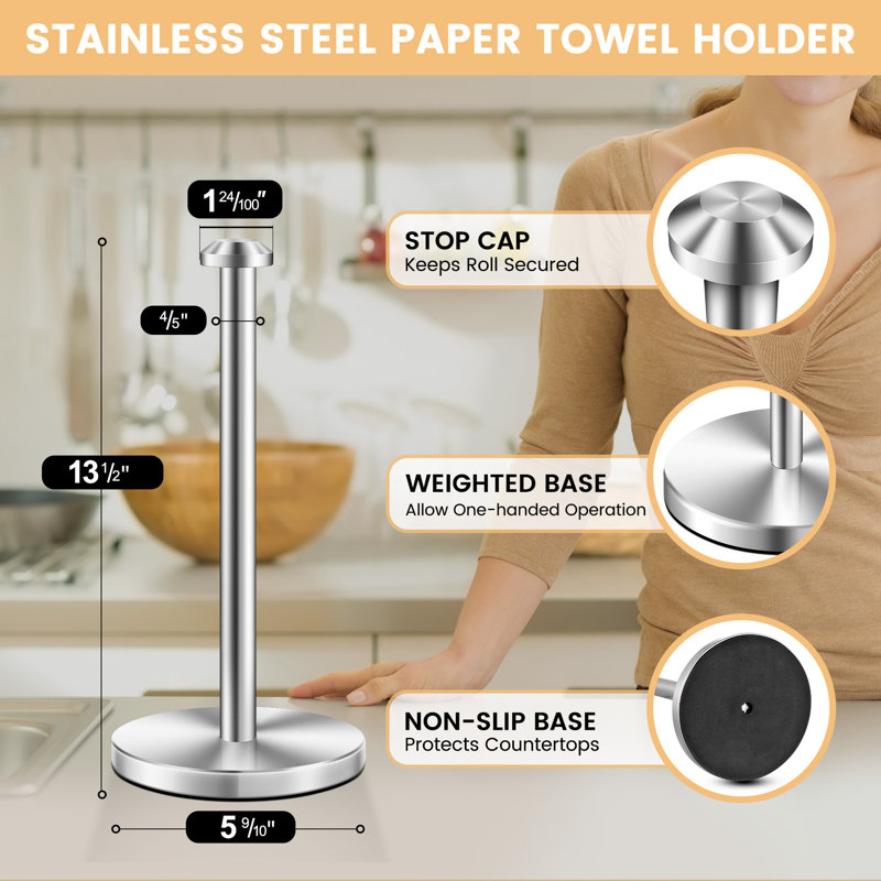 Stainless Steel Paper Towel Holder, Silver