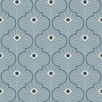 Moroccan Peacock - Lacquered Blues Wallpaper