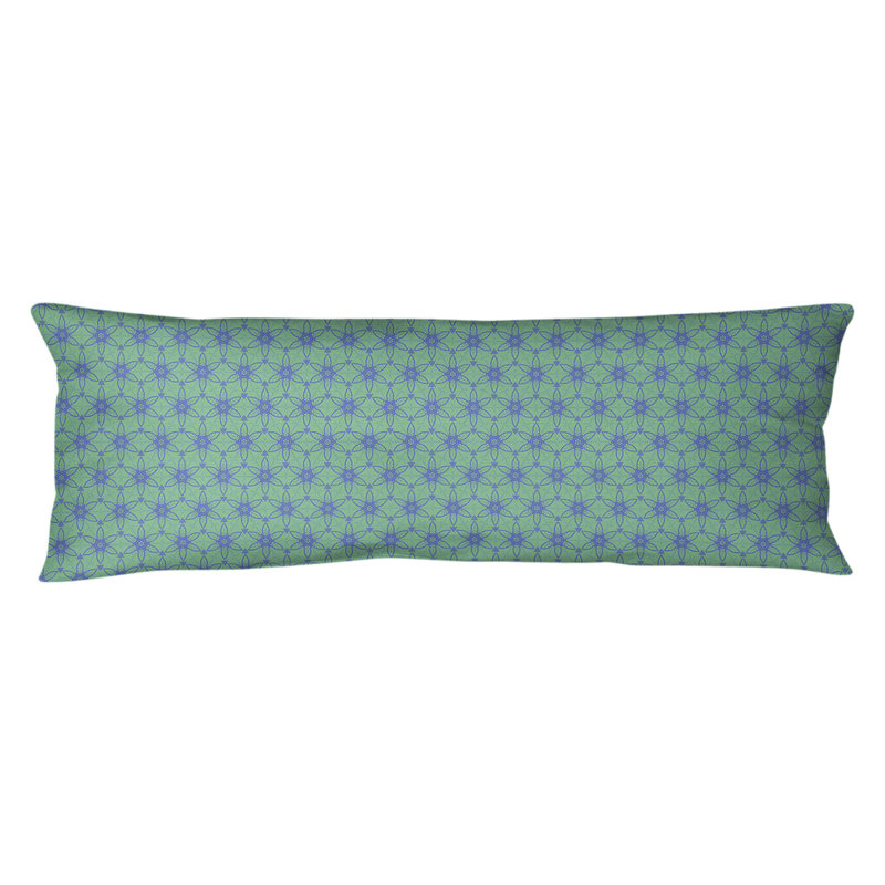 Coussin lombaire géométrique à cercles ornés, Bourre en polyester, Vert / bleu