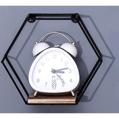 Tablettes murales flottantes hexagonales murales, solution de rangement moderne pour la chambre à coucher et le salon, cloison simple en bois de style rustique noir avec 3 tablettes, forme, décoration idéale, matériaux de haute qualité