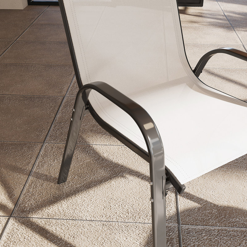 Ensemble de 4 chaises d'extérieur empilables, Beige