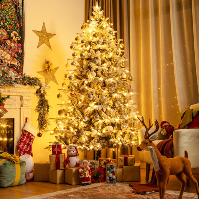 7 pi Arbre de Noël floqué avec lumière, installation rapide