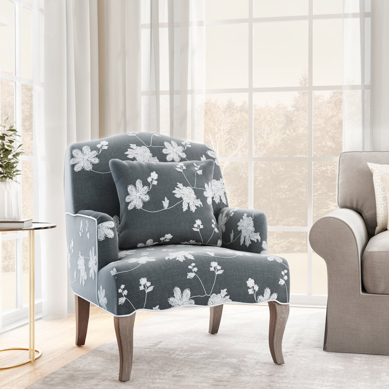 Fauteuil d'appoint rembourré Arlynda avec broderie florale