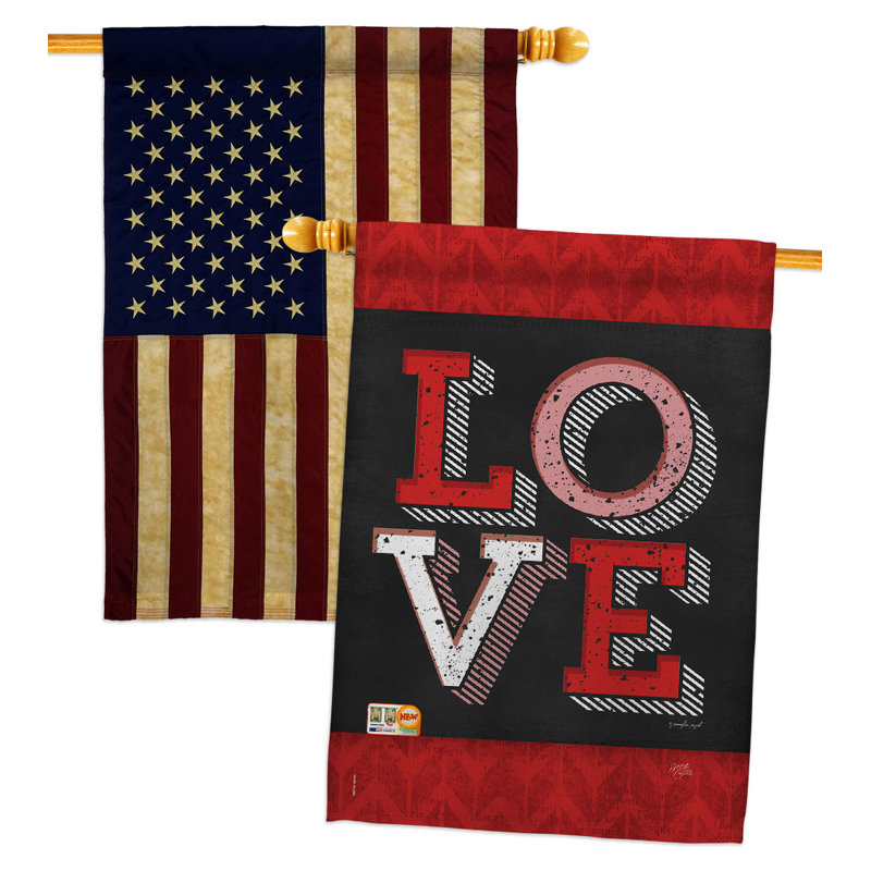 Drapeau de maison en polyester 40 po x 28 po Red Love