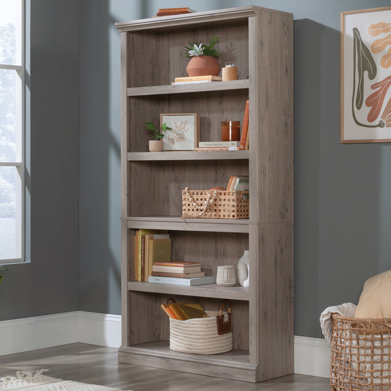 Alexsia Standard Bookcase, Laurel Oak, 35-1/4”W x 13-1/4”D x 69-3/4”H 