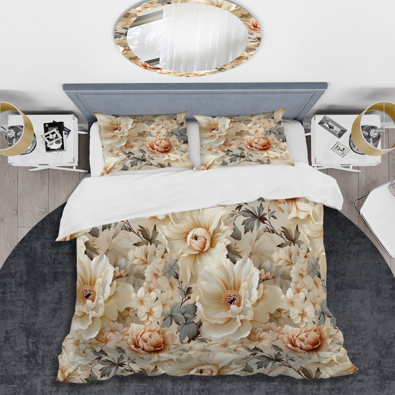 Ensemble de housse de couette Ethereal Rococo Flourish Victorian, Housse de couette simple + 1 taie décorative stan