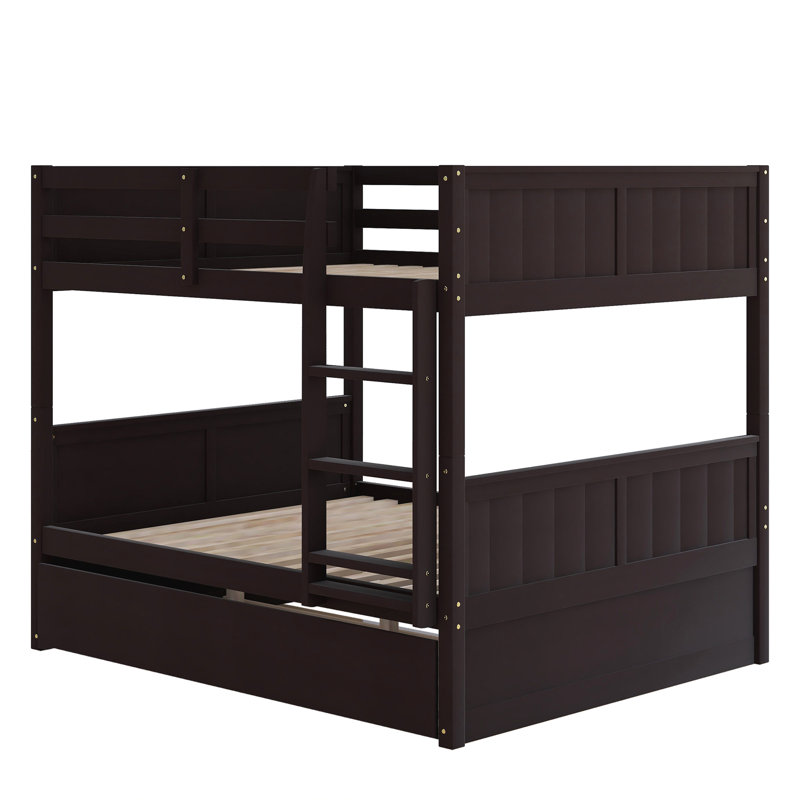 Lit superposé double au-dessus de double avec lit gigogne simple, Espresso
