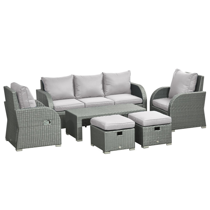 Wicker and Steel Patio Dining Set Table,
