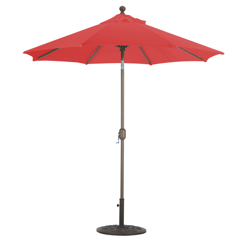 Nadasha 90'' Market Sunbrella® Umbrella, Antique Bronze, Canvas Jockey Red Sunbrella® Canvas