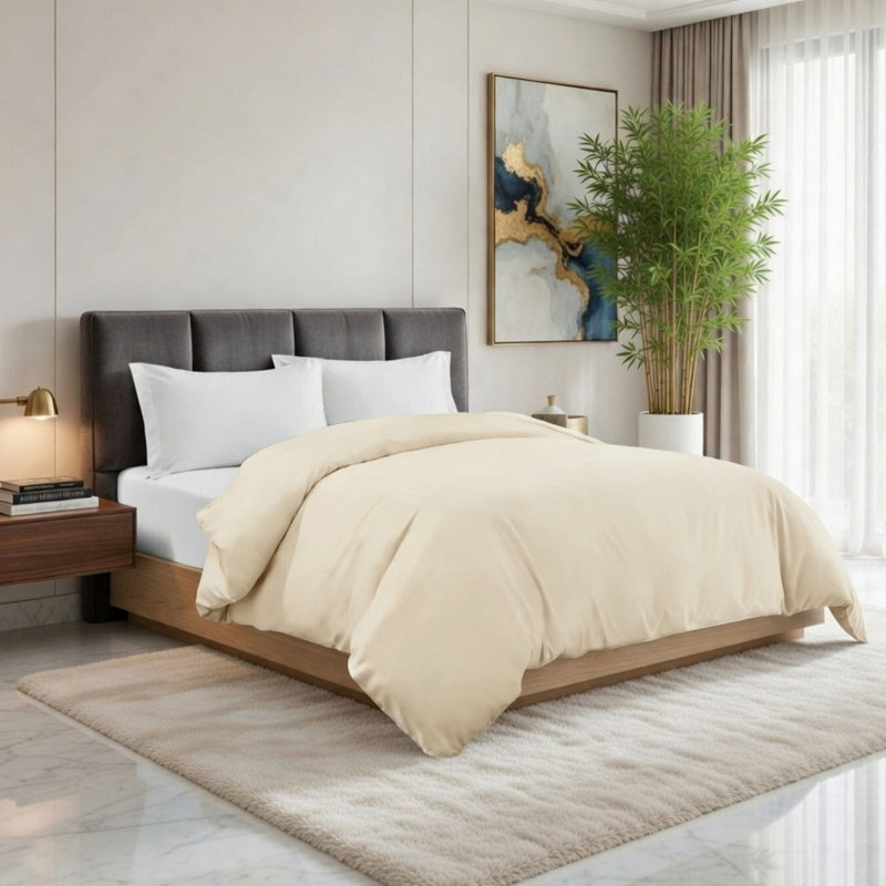 Luxury Bamboo Duvet Cover, Ultra-Soft & Cooling Bamboo Blend, Machine Washable, Cream, King
