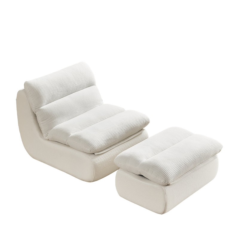 Méridienne inclinable moderne en velours côtelé, Beige