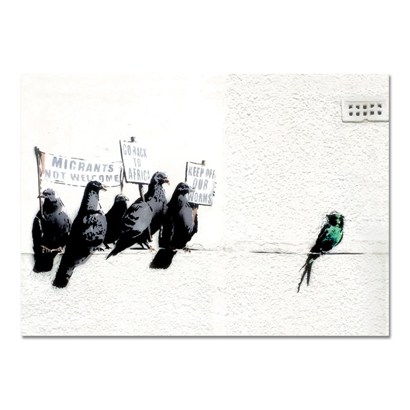Pigeons by Banksy - No Frame Painting on Plastic / Acrylic, 65cm H x 95cm W