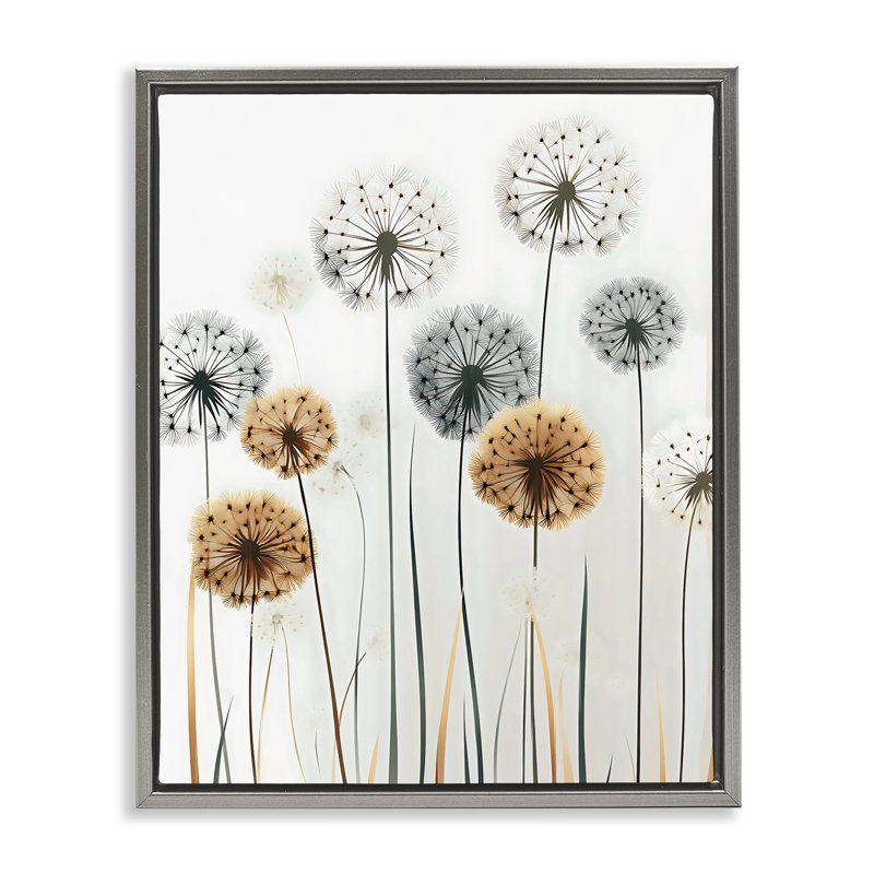 Cadre flottant rustique avec pissenlits, design Creative Studio, Cadre flottant gris lustré, H 31 po x l 25 po