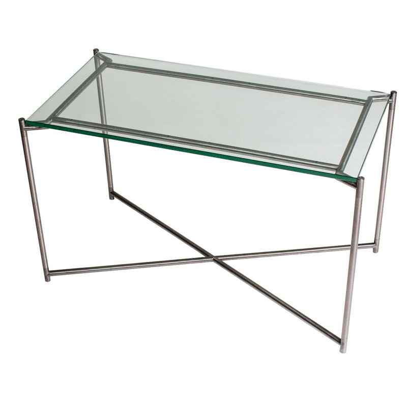 Bedell Glass Top End Table, Metal