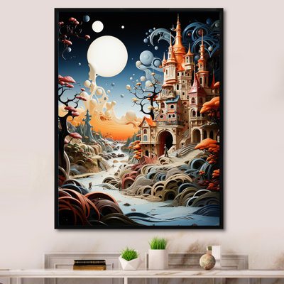 Machaela, surréalisme, château de rêve sur toile